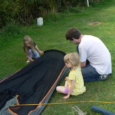 Putting up our tent