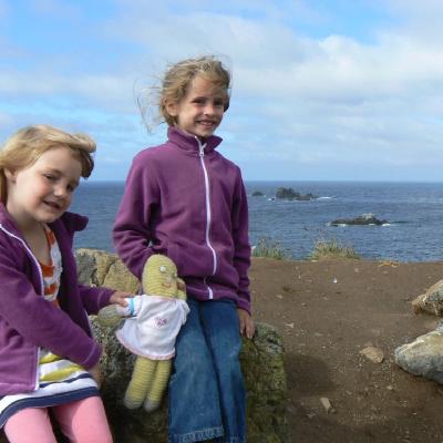 Jess, Daisy and Abi at Lizard Point