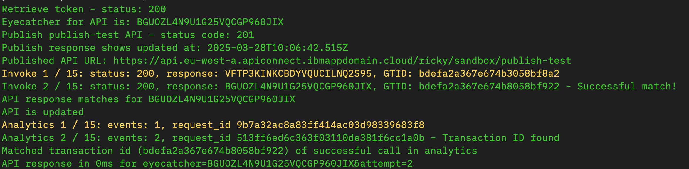 Example output from the script